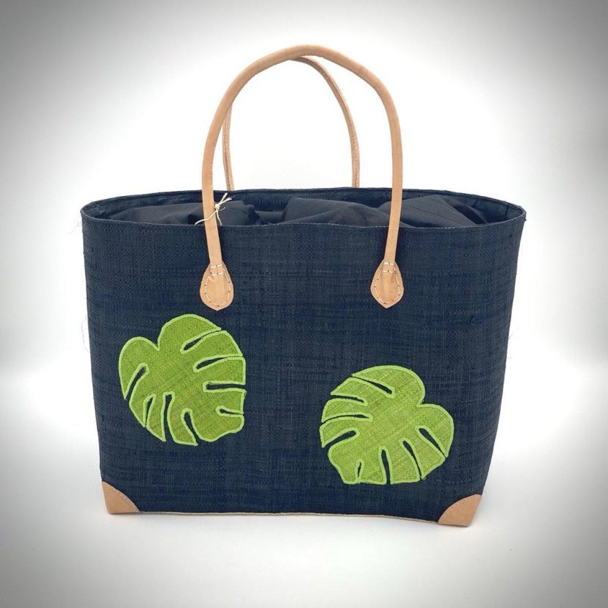 Cabas Noir "Feuille" - PM