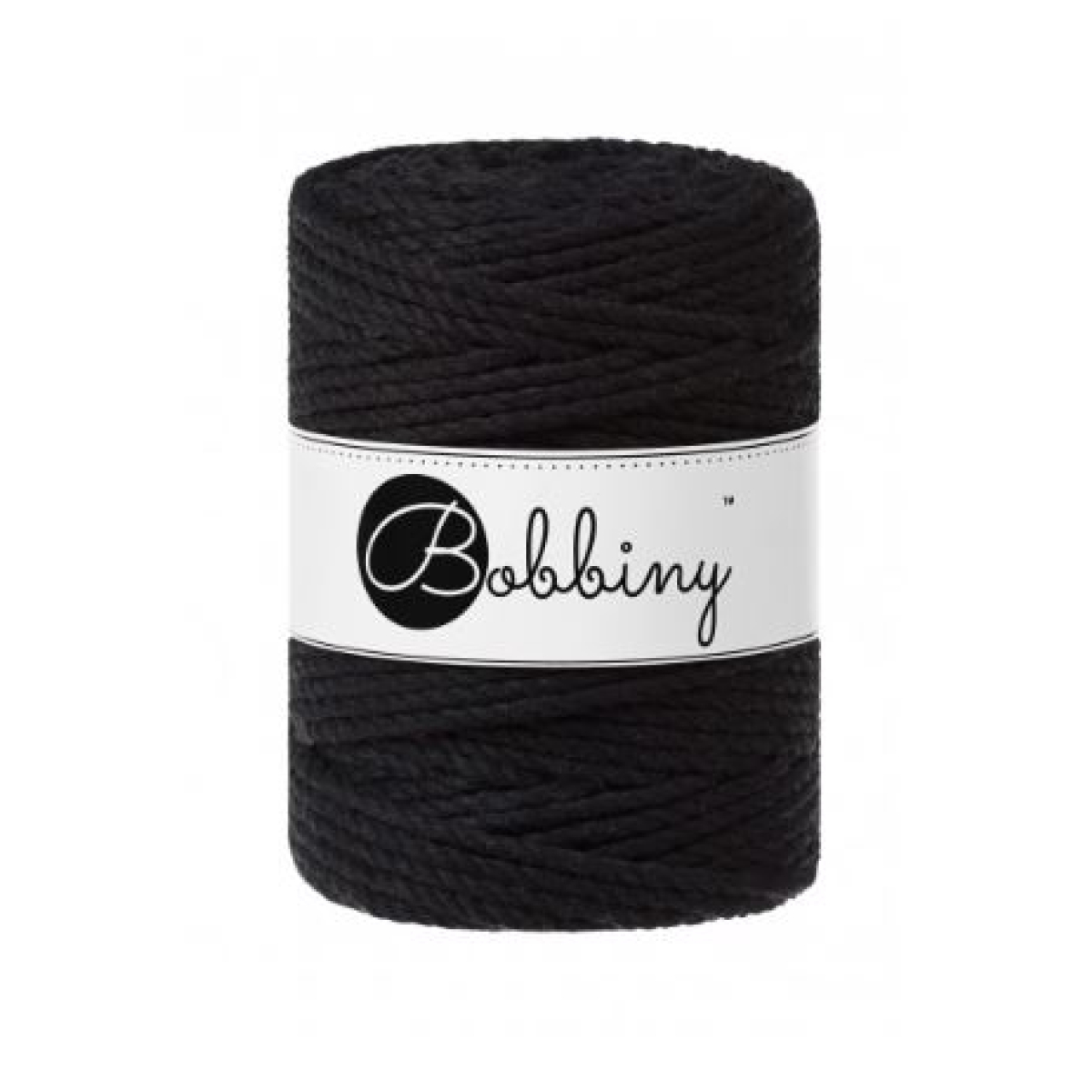 Corde macramé torsadée 3 brins noire - 5 mm