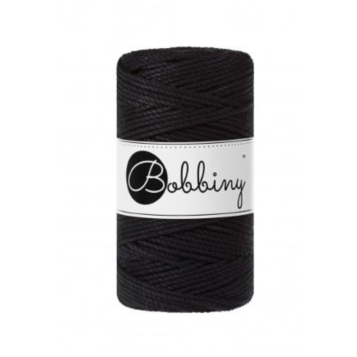 Corde macramé torsadée 3 brins noire - 3 mm