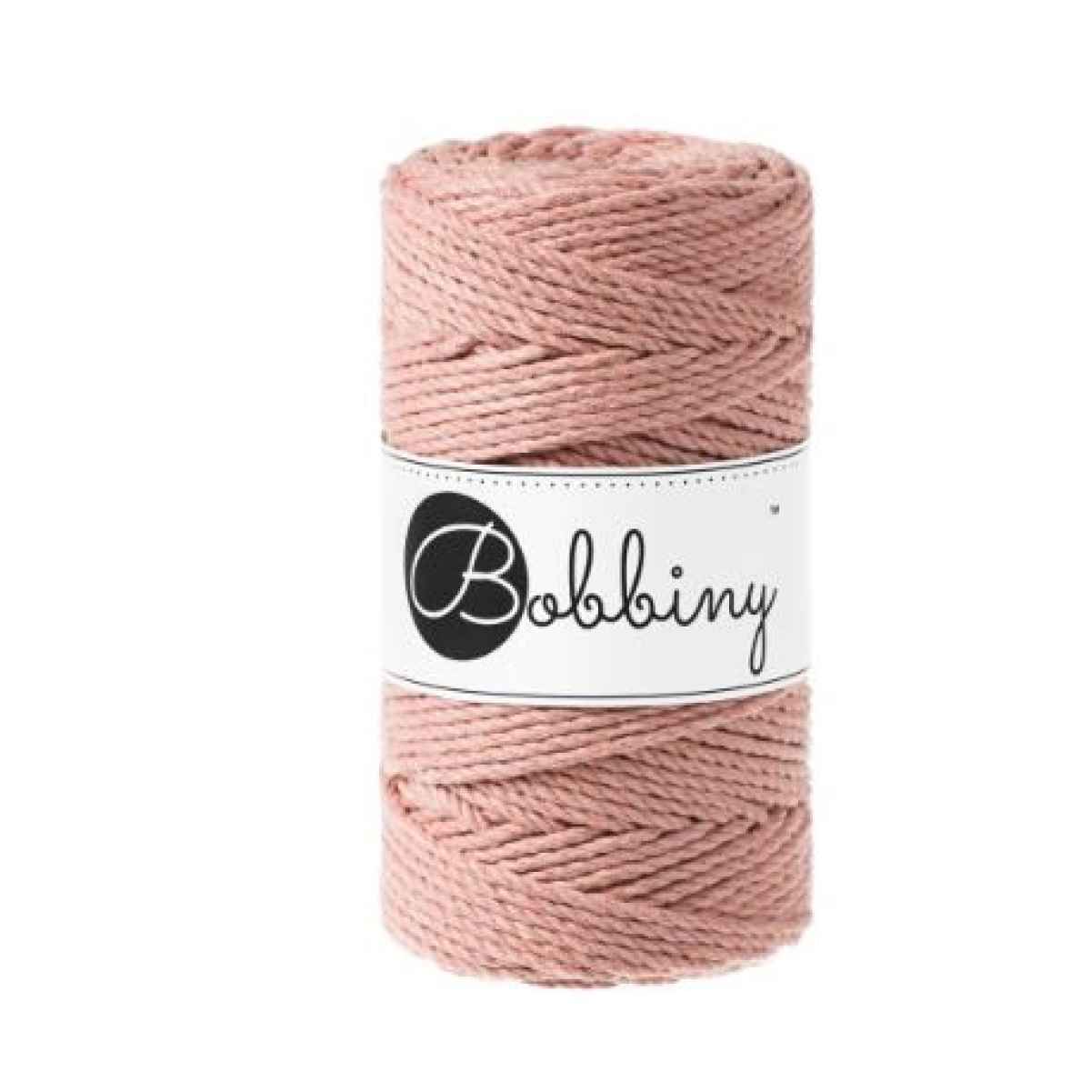 Corde macramé torsadée 3 brins rose poudré - 3 mm
