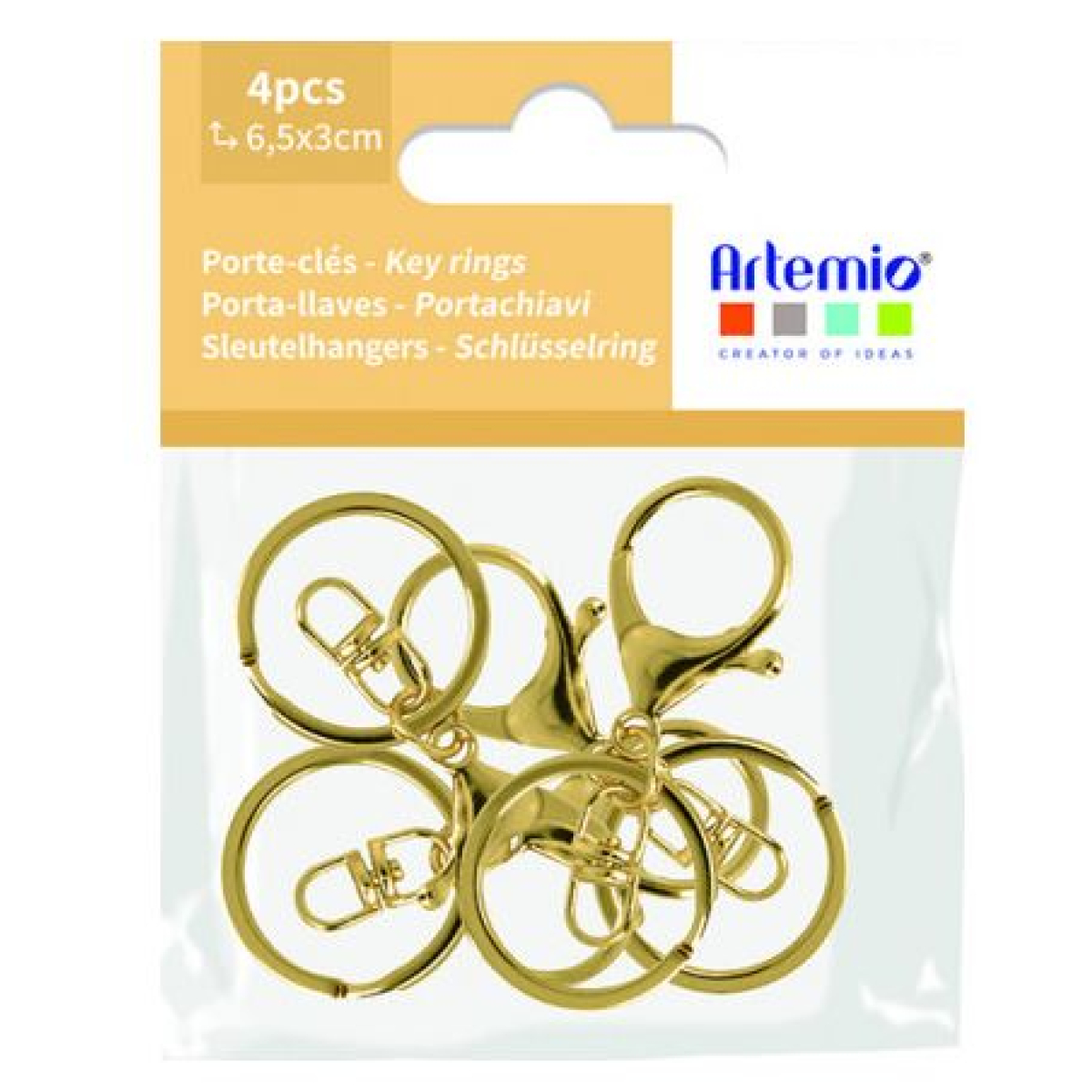 Kit de 4 porte-clés dorés