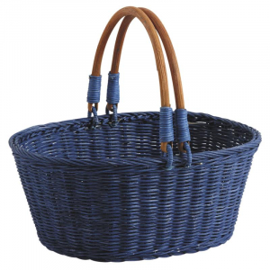 Panier en rotin bleu PM