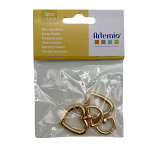 Set 2 mousquetons cœurs dorés