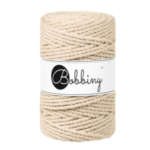 Corde macramé torsadée 3 brins beige chaud - 5 mm