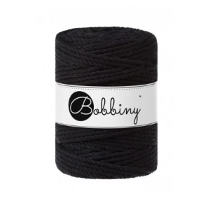 Corde macramé torsadée 3 brins noire - 5 mm