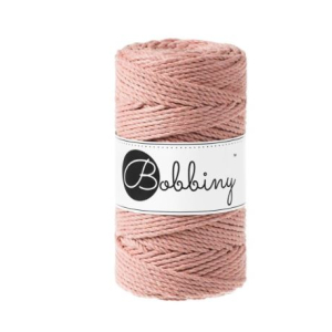 Corde macramé torsadée 3 brins rose poudré - 3 mm