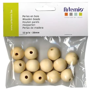Perles en bois macramé - 25 mm