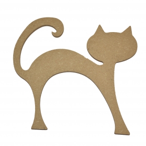 Chat debout en bois - 15 cm